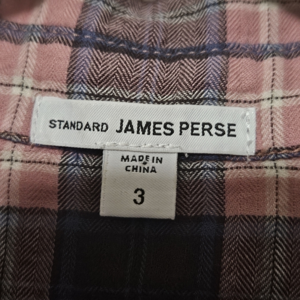 Standard James Perse button down plaid shirt size… - image 4